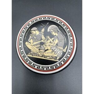 Vintage ADAMS Greek Lidded Box, Greek Pottery Achilles & Patroclus